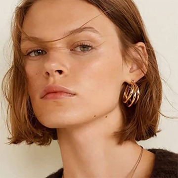 Trendy Gold Plated Triple Hoop Earrings for Women