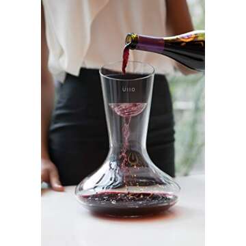 Ullo Wine Purifier with Hand Blown Decanter and 6 Selective Sulfite Filters, Restore the Natural Purity of Wine