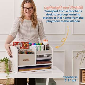ECR4Kids Tabletop Supplies Storage Center, Teacher Caddy, White Wash