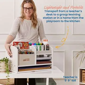 ECR4Kids Tabletop Supplies Storage Center, Teacher Caddy, White Wash