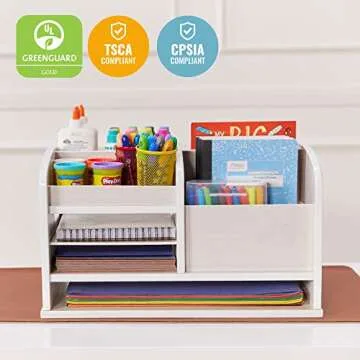ECR4Kids Tabletop Supplies Storage Center, Teacher Caddy, White Wash
