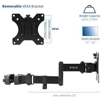 VIVO Steel Universal Full Motion Pole Mount Monitor Arm with Removable 75mm and 100mm VESA Plate, Fi...