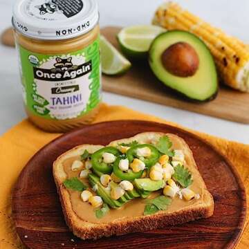 Once Again Organic Sesame Tahini, 16oz - Salt Free, Unsweetened - USDA Organic, Gluten Free, Vegan, Kosher, Peanut Free - Glass Jar