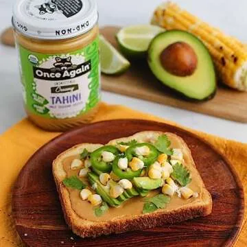 Once Again Organic Sesame Tahini, 16oz - Salt Free, Unsweetened - USDA Organic, Gluten Free, Vegan, Kosher, Peanut Free - Glass Jar