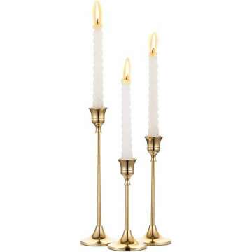Elegant Brass Gold Candlestick Holders Set of 3