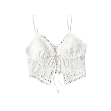 SweatyRocks Women's Lace Trim Tie Front Cami Top - Stylish & Comfortable