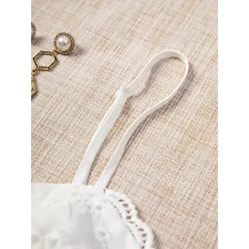 SweatyRocks Women's Lace Trim Tie Front Cami Top White M