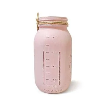 Pink Mason Jars Centerpieces for Baby Shower, QUART 32 oz. Rustic Farmhouse Mason Jar, Pink Flower Vase, Baby Shower Centerpiece for Girls, Pink Mason Jar Decoration, Painted Mason Jars