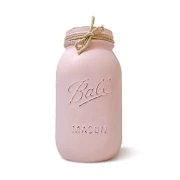 Pink Mason Jars Centerpieces for Baby Shower, QUART 32 oz. Rustic Farmhouse Mason Jar, Pink Flower Vase, Baby Shower Centerpiece for Girls, Pink Mason Jar Decoration, Painted Mason Jars
