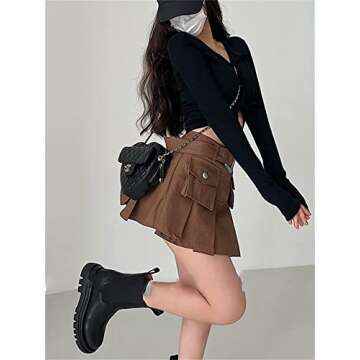 Trendy Y2K Pleated Denim Skirt for Women Girls