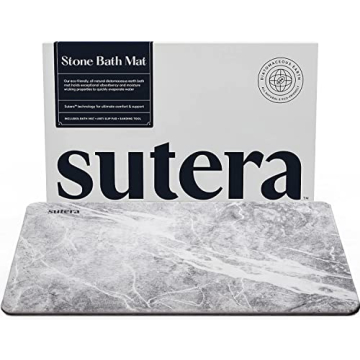 SUTERA Stone Bath Mat - Diatomaceous Earth Shower Mat for Quick Drying & Non-Slip Safety