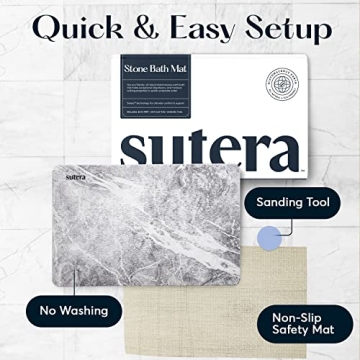 SUTERA Stone Bath Mat - Non-Slip Quick Drying Design