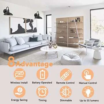 Battery Operated Wall Sconce with Remote - Stylish & Dimmable