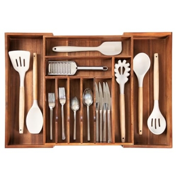 KitchenEdge Premium Silverware, Flatware and Utensil Organizer for Kitchen Drawers, Expandable 14.5 ...