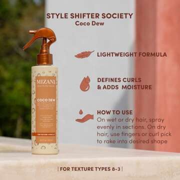 MIZANI Style Shifter Society Coco Dew Curl (P)restyling Spray - 2 in 1 Moisturizing Styling Spray For Textured, Curly and Coily Hair