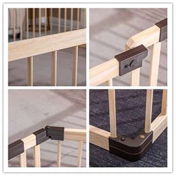 Playpen for Babies and Toddlers, Wooden,Conababy Baby Play Fence, Play Yards,Baby Activity Center, Indoor(140x200CM)