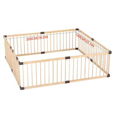 Playpen for Babies and Toddlers, Wooden,Conababy Baby Play Fence, Play Yards,Baby Activity Center, Indoor(140x200CM)