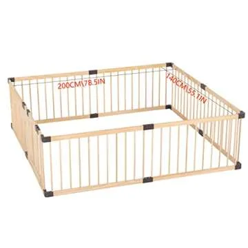 Playpen for Babies and Toddlers, Wooden,Conababy Baby Play Fence, Play Yards,Baby Activity Center, Indoor(140x200CM)