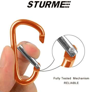 STURME 2" Aluminum D Ring Carabiners Clip D Shape Spring Loaded Gate Small Keychain Carabiner Clip Set for Outdoor Camping Mini Lock Snap Hooks Spring Link Key Chain Durable Improved 24 PCS (Orange)