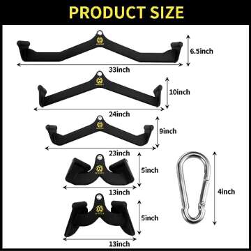 WNOEY Lat Pulldown Attachments Set with Snap Hooks, Rowing T-bar V-bar Set, Cable Triceps Machine Ac...