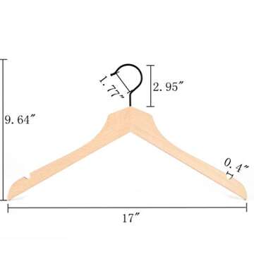 Amber Home 24 Pack Stylish Thin Solid Wooden Shirt Dress Hangers, Sturdy Natural Slim Wood Coat Jack...