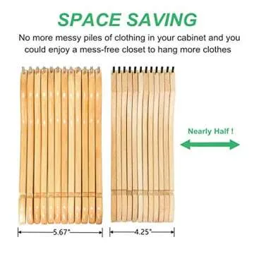 Amber Home 24 Pack Stylish Thin Solid Wooden Shirt Dress Hangers, Sturdy Natural Slim Wood Coat Jacket Hangers with Non-Lacquer Smooth Surface, Extra Space Saving Clothes Hangers (Natural, 24)