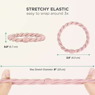 COZEASY 12 pcs Assorted Elastic Hair Ties, No-Metal Gentle Secure Hold Ponytail Holders, No Damage or Snagging Braided Hair Bands, Perfect for Girls and Women with Thick or Curly Hair (Multicolor 17)