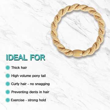 COZEASY 12 pcs Assorted Elastic Hair Ties, No-Metal Gentle Secure Hold Ponytail Holders, No Damage or Snagging Braided Hair Bands, Perfect for Girls and Women with Thick or Curly Hair (Multicolor 17)