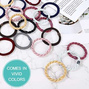 COZEASY 12 pcs Assorted Elastic Hair Ties, No-Metal Gentle Secure Hold Ponytail Holders, No Damage or Snagging Braided Hair Bands, Perfect for Girls and Women with Thick or Curly Hair (Multicolor 17)