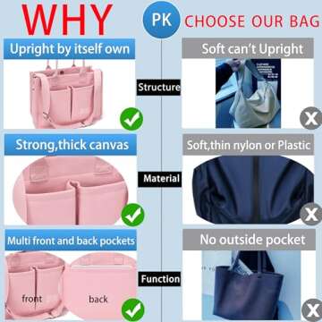 ZHMO Large Canvas Tote Bag for Women With Pockets,Pink Womens Laptop Work Book Bags Crossbody Purse Handbags Shoulder Hobo Travel Satchel Messenger Totes Bag for Nurse Teacher College Church Office