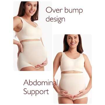 Momcozy Women's Maternity High Waist Underwear Pregnancy Soft Seamless Maternity Underwear Over Bump 3 Pack