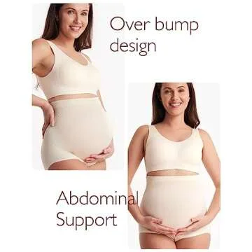 Momcozy Women's Maternity High Waist Underwear Pregnancy Soft Seamless Maternity Underwear Over Bump 3 Pack