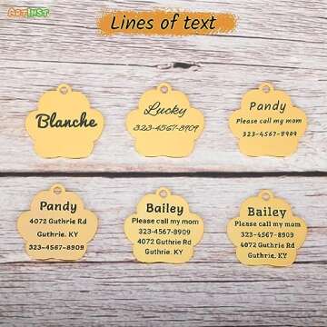 Artinst Dog Tag Personalized Custom Engraving Up to 5 Lines of Content for Your Pet's Name and Information Cute Paw Shaped Pet Id Tag (Gold)