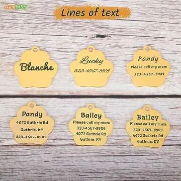 Artinst Dog Tag Personalized Custom Engraving Up to 5 Lines of Content for Your Pet's Name and Information Cute Paw Shaped Pet Id Tag (Gold)
