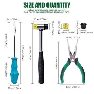 Keadic 5pcs Upholstery Tacks Tools Set, Double-Faced Upholstery Mallet with 2 Replacement Rubber Hea...