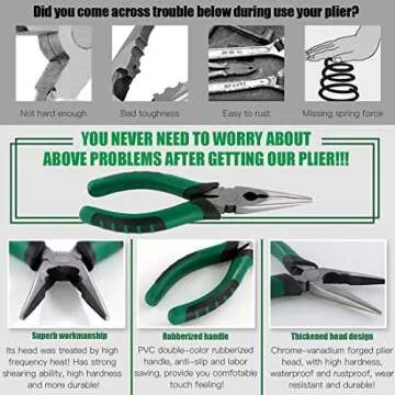 Keadic 5pcs Upholstery Tacks Tools Set, Double-Faced Upholstery Mallet with 2 Replacement Rubber Heads, Staple Lifter and Removal Pliers, for Furniture Repair and Jewelry Craft Decoration Project