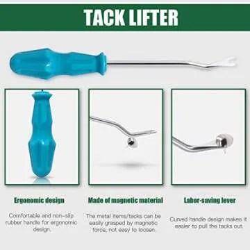 Keadic 5pcs Upholstery Tacks Tools Set, Double-Faced Upholstery Mallet with 2 Replacement Rubber Heads, Staple Lifter and Removal Pliers, for Furniture Repair and Jewelry Craft Decoration Project