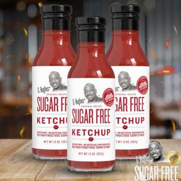 G Hughes Sugar Free Ketchup - Gluten Free, Preservation Free, Low Carb Ketchup, No Sugar Added Condi...