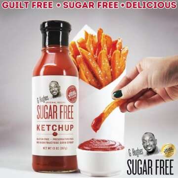 G Hughes Sugar Free Ketchup - Gluten Free, Preservation Free, Low Carb Ketchup, No Sugar Added Condiments - 13 Oz (3-Pack)
