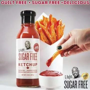 G Hughes Sugar Free Ketchup - Gluten Free, Preservation Free, Low Carb Ketchup, No Sugar Added Condiments - 13 Oz (3-Pack)