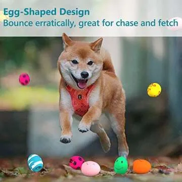Dog Squeaky Toy, Latex Bouncy Egg Balls with Squeaker for Puppy Small Pet Dogs, Soft Rubber Sound Toys for Interactive Fetch Play