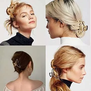 6 Packs Large Metal Hair Claw Clips, Butterfly Lady Thick Hair Catch Barrette, Non-slip Hair Jaw Clamp Clips Styling Fashion Accessories for Women Girls, Bright&Matte Gold&Silver