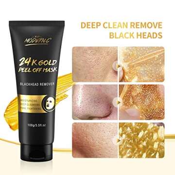 Blackhead Remover Mask, 24K Gold Peel Off Mask, Gold Facial Mask Anti-Aging, Deep Cleansing, Reduces...