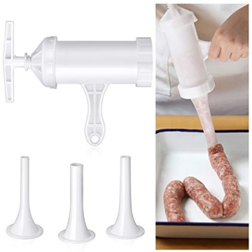 Sausage Stuffer Manual Sausage Maker Plastic Meat Filler Stuffer Funnel Tubes Sausage Filling Tool f...