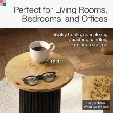 Elegant Stead Round Fluted Accent Side Table for Home