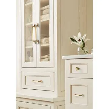 Amerock | Cabinet Pull | Golden Champagne | 6-5/16 inch (160 mm) Center to Center | Highland Ridge | 1 Pack | Drawer Pull | Drawer Handle | Cabinet Hardware