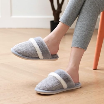 GOEWY Cozy Slippers for Women Indoor and Outdoor Fuzzy House Shoes with Memory Foam Anti-Skid Sole G...