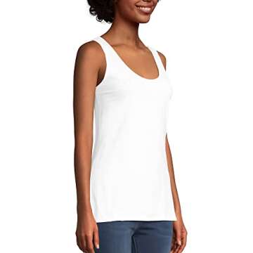 Hanes Womens Scoopneck Cotton Jersey Tank, Classic Top, Lightweight For Camisoles-lingerie, White, Medium US