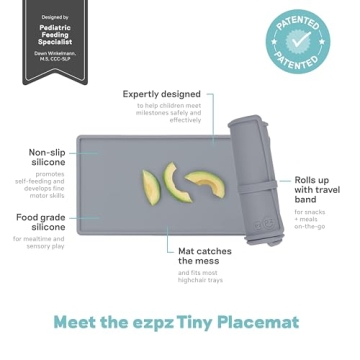 ezpz Tiny Placemat for Toddlers - Non-Slip Silicone Design