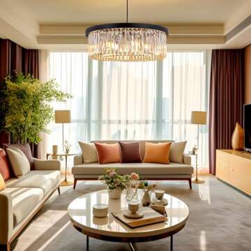 Wellmet Modern Crystal Chandelier for Dining Room, 6 Lights Black Farmhouse Crystal Pendant Light, Vintage Ceiling Lighting Fixture for Kitchen Island, Living Room, Bedroom, Hallway, Foyer, W-21.65”